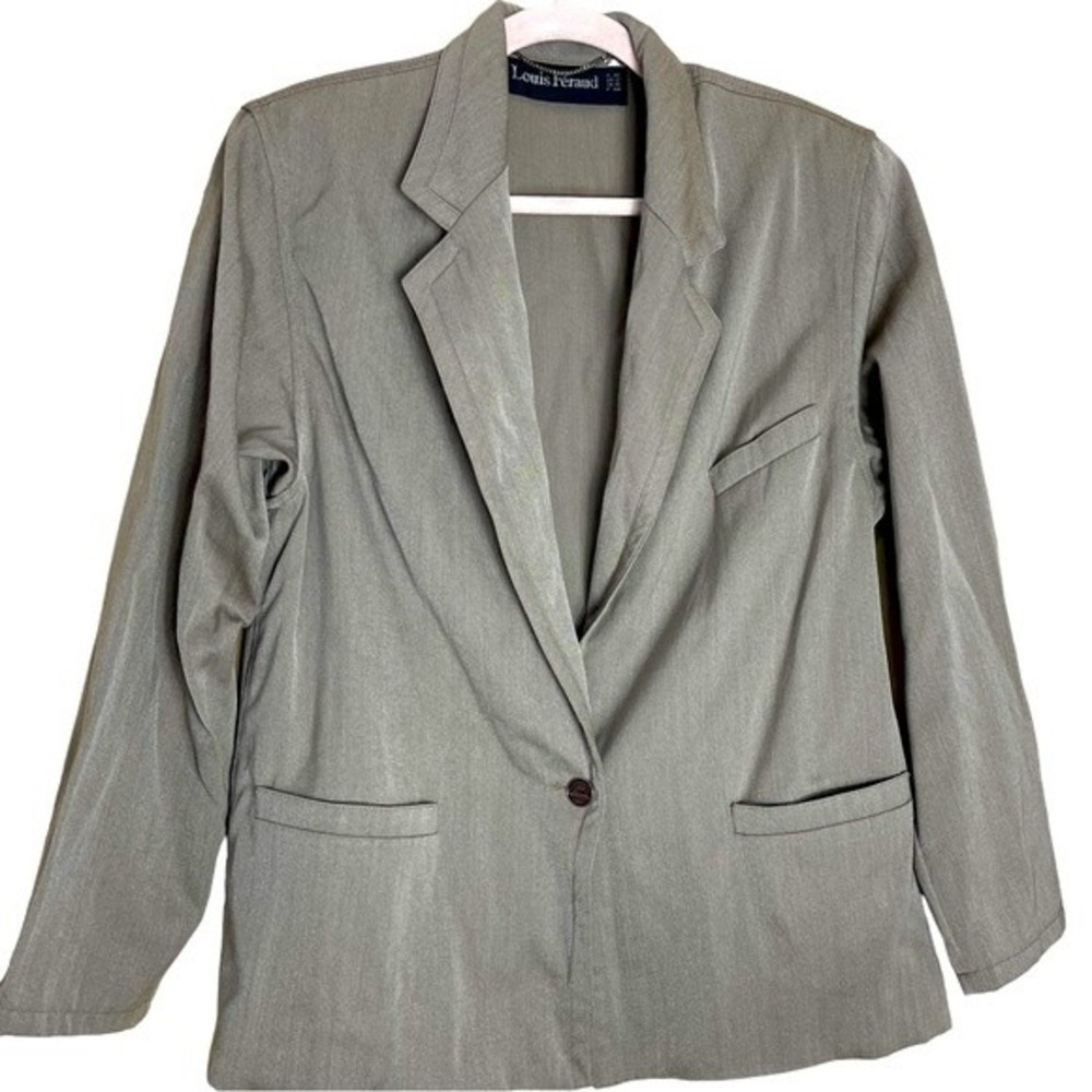 Louis Feraud Womens 12 Blazer Wool Blend German Taupe